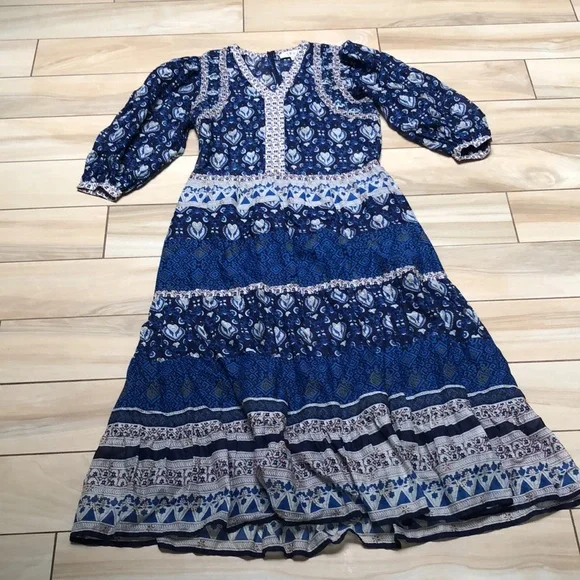 Sea New York Brigitte Bohemian Blue Maxi Dress - Picture 3 of 6